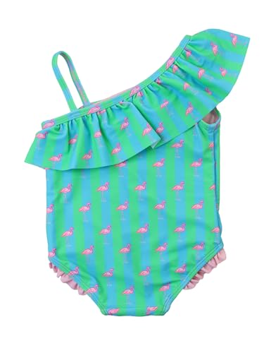 Image of RuffleButts Girls UPF50+ Sun Protection One Shoulder Single Ruffle One Piece Swimsuit