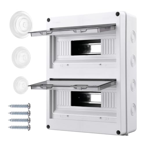 Caja de Distribución Estanca para Superficie de 24 Módulos, Cuadro Estanco con Puerta y con Carril DIN con Protección IP65 a Prueba de Humedad para Exterior, Jardín o Interior