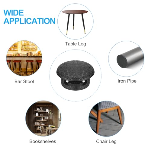 Image of PATIKIL 3 /8 inch Plastic Tubing End Caps, 40Pcs Round Hole Plug Insert for Round Iron Pipe Chair Leg Table Bookshelves Patio Furniture, Black