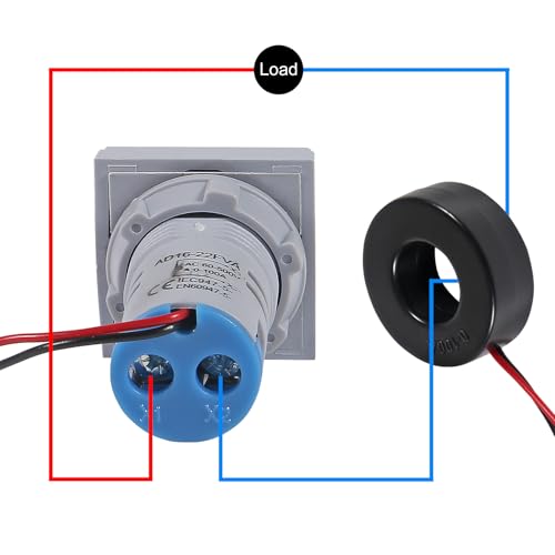 Image of ACEIRMC Blue LED Display Voltmeter, Square Dual Display Voltmeter and Ammeter LED Digital Voltage Gauge AC 60-500V 0-100A Current Meter Indicator (4pcs)
