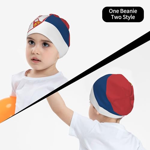 Serbian Flag Children Hip Hop Knitted Hat Kids Elastic Leisure Knit Cap Warm Sleep Beanies Black4