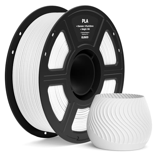 ELEGOO Filamento PLA 1,75mm Bianco 1KG, Filamento per Stampante 3D, Precisione Dimensionale ±0,02mm, Bobina da 1kg (2,2lbs), Compatibile con la Maggior Parte delle Stampanti 3D