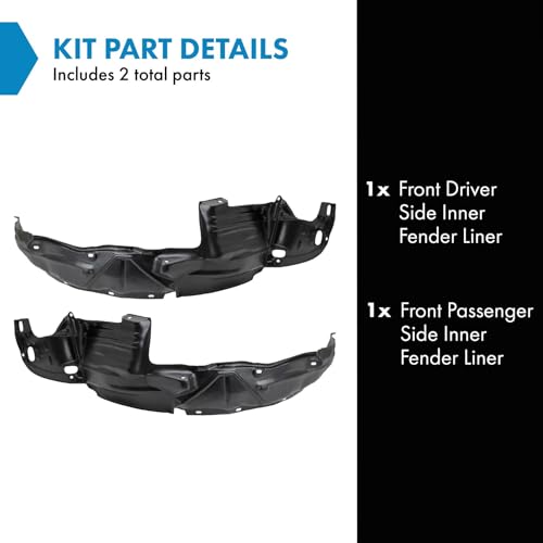 Image of TRQ Front Inner Fender Liner Set Compatible with 1998-2002 Honda Accord HO1248106 HO1249106