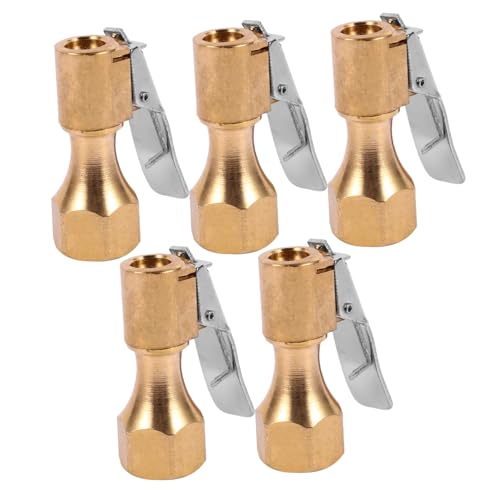 BESTYASH 5 Piezas Boquillas para Inflador de Neumáticos Accesorios de Compresor Mandril Recto de Aire con Clip Compatible con Válvulas de Bicicletas y Coches Fácil de Usar y Sellado Seguro