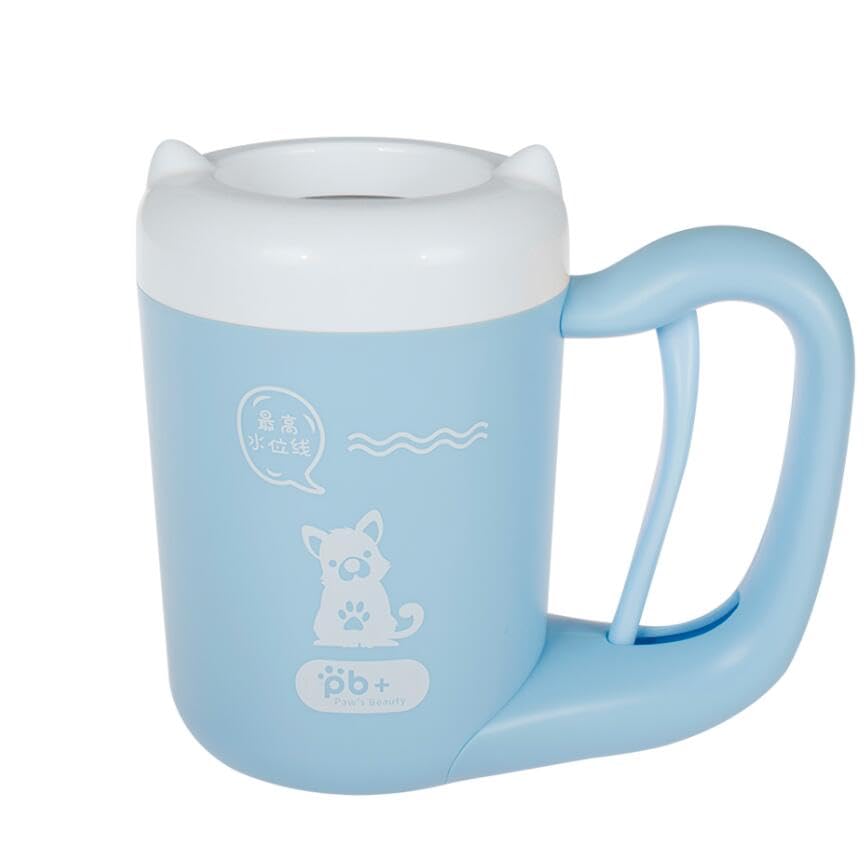 Original Goblet limpiador portátil 360 para pata de perro con cepillo de silicio y palanca para efecto giratorio y eficaz (BLEU y ROSE)