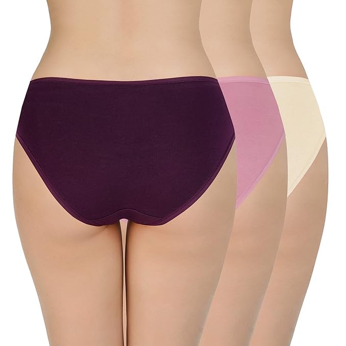 Image of LOURYN KOULYN Solid Low Rise Cotton Bikini Panty Pack(Pack of 3)