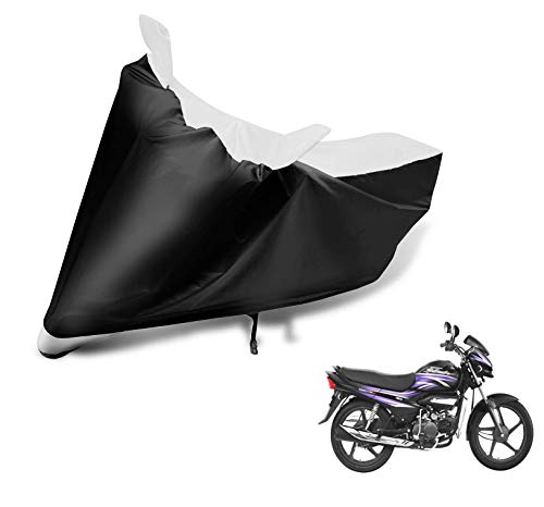 Image of Auto Hub Bike Cover Compatible with Hero Super Splendor with Mirror Pocket, Dustproof, Heat Resistant, Triple Stitched, Super Splendor Bike Cover- Black, White