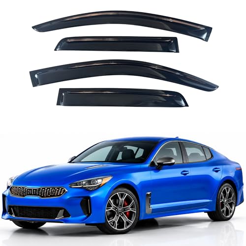 Image of IG Window Visors Fit for 2017-2023 Kia Stinger, Out-Channel Rain Guards Vent Wind Deflectors 4PC, Car Accessories for 17-23 Stinger