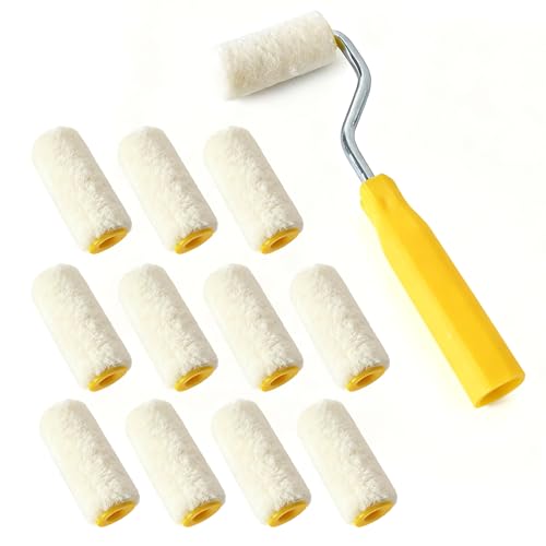 Zimoer 13 Pièces Set de Mini Rouleaux de Peinture, Petit Rouleau de Mousse 5cm, Rouleaux en Mousse pour Peinture Murale, avec Manche pour Revêtement,...