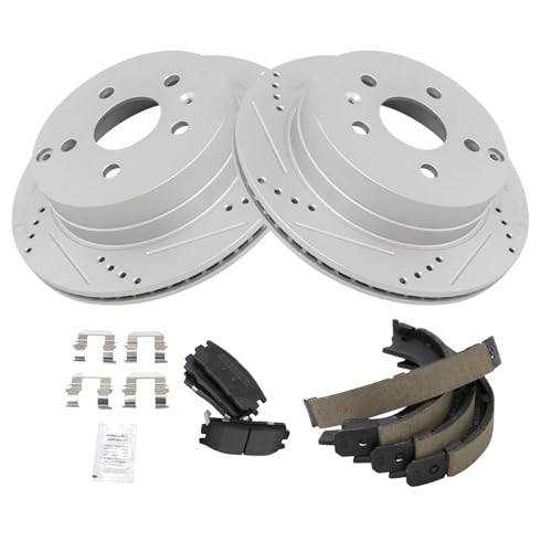 Image of TRQ Performance Rear Brake Pad and Rotor Set Semi Metallic Coated Rotors Compatible with 2010-2017 Chevrolet Equinox GMC Terrain