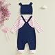 Beauace 3tlg Baby Mädchen Kleidung Langarm Gestreiftes Strampler + Latzhose mit Giraffenmuster + Babyhut Outfit Niedliche Bekleidungsset (Rosa, 9-12 Monate)