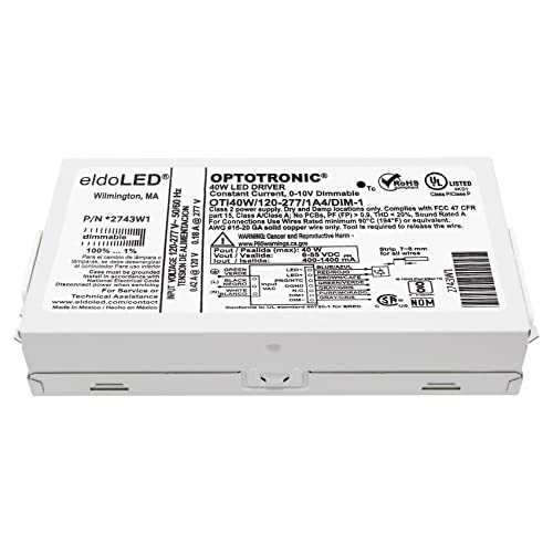 Image of *2743W1 OPTOTRONIC Programmable Compact 40 Watts Constant Current LED Driver, 0-10V Dimmable OTi40W /120-277 /1A4 DIM-1 - Replacement /Compatible with Osram 57351