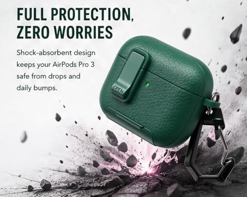 Image of for Leather AirPods Pro 3 Case 2025 | Cute iPod Air Pods Pro 3 Case with Magnetic Lock | with Phone Holder & Keychain | Airpods 3 Pro Cases for Man Women(Model A2700 /A2931)(ArmyGreen)