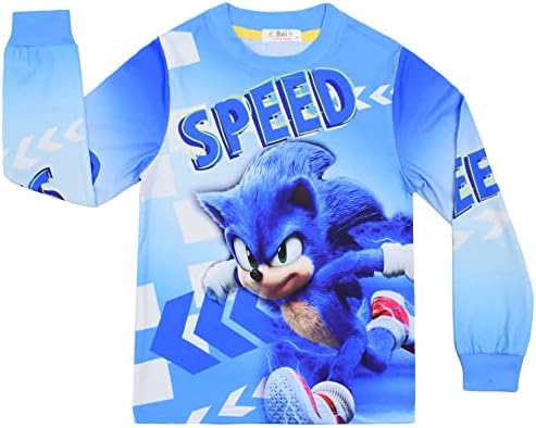 BFBYFDM Boys So-nic Pajamas Set Kids Long Sleeves Pyjamas 2 Pieces Sleepwear Night Pjs Outfits Set 2 41iM+NDEdsL. AC