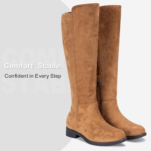 Vepose Women's 9662 Knee High Boots, Casual Tall Riding Boots Low Flat Heel, Wide Calf and Inner Zipper.3