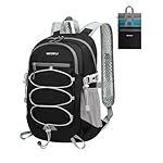 WATERFLY Small Lightweight Packable Backpack: 15L Mini Ultra Light Foldable Travel Daypack with Breathable Shoulder Strap Outdoor Hiking Camping Day Pack for Women Men Black