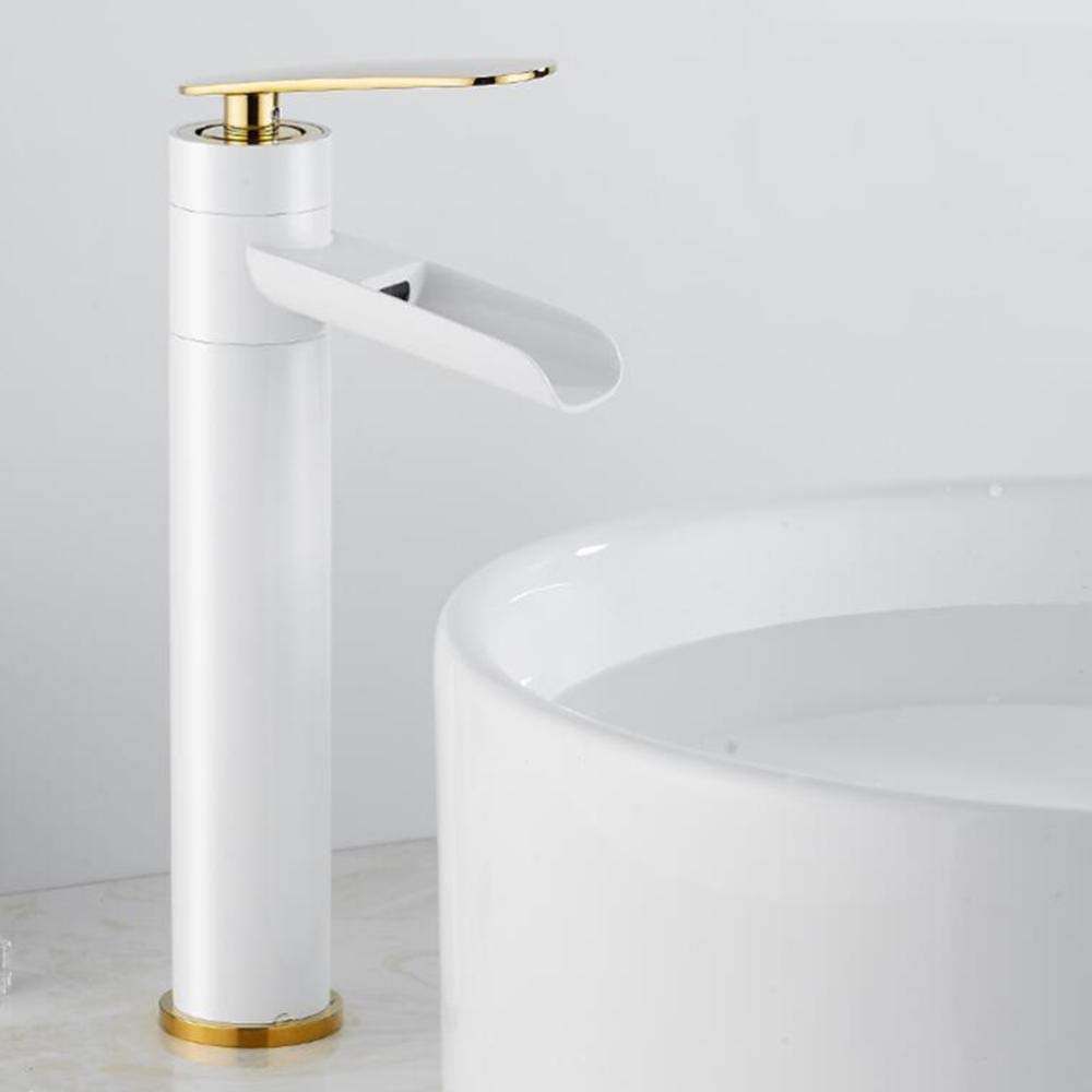Mitigeur de lavabo haut cascade en laiton blanc pour une salle de bain moderne chic