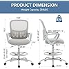 DUMOS Drafting Chair - Ergonomic Tall Office for Standing Desk, Counter with Height Adjustable and Comfortable Lumbar Support, Fixed Armrests, Grey