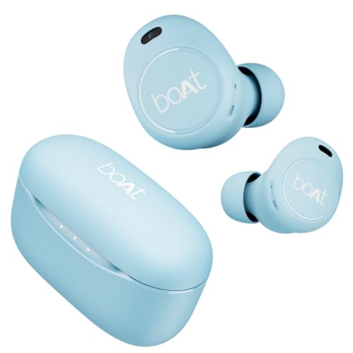 Image of boAt Airdopes 121 V2 Plus Truly Wireless in Ear Ear Buds w / 50 HRS Playtime,Quad Mics w /ENx Tech,ASAP Charging, Beast Mode(50ms Low Latency),BTv5.3 & IPX4(Marine Blue)