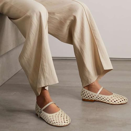 Image of Ballet Flats Mesh Shoes for Women Mary Janes Flats | Wide Feet Options, Woven Mesh Flats, Soft Cushion, Comfortable Ballerina Flats, Casual, Dress Shoes, Daily, Work, Versatile