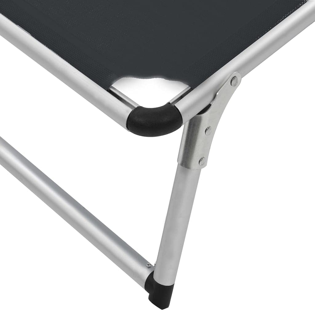 vidaXL 2X Sonnenliege Klappbar mit Dach Gartenliege Strandliege Gartenmöbel Liege Relaxliege Freizeitliege Campingliege Aluminium Textilene Schwarz
