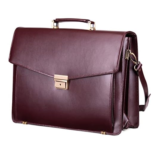 Tassia Maletín de estilo ejecutivo - Con compartimento para portátil de quita y pon - Cuero regenerado - burdeos