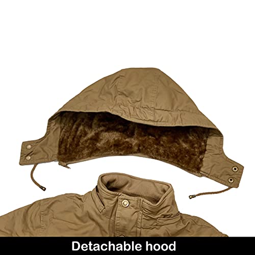 Chexpel Outdoor Jacket For Men Windproof Thermal Insulated Jackets With Detachable Hood Warm Winter Jackets Chamarras Khaki Xl #TOP3