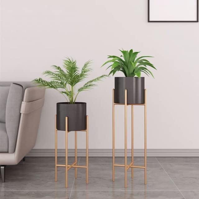 Z Impex Modern Plant Stand- Set with Tall Metal Stand, Decorative Standing Flower Succulent Pot Holder, Indoor Outdoor Terrace Patio Home Decor (Black) (B0BWSDD4LS) Amazon Price History, Amazon Price Tracker
