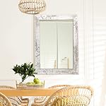 Wall Mirror Wall-Mount Mirror 20" x 28" Rectangular Rustic Mirror Wood Frame Mirror Decorative Vanity Mirror for Bedroom, Living Room, Bathroom,Entryway,Farmhouse,Horizontal/Vertical Home Decor White - Image 3