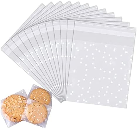 Wancala 100 PCS Cellophane Bags for Sweet - 10 x 15 cm Self Adhesive Small Plastic Packaging Wax Melt Soap Jewellery, Clear Frosted Package Food Cookie Chocolates Biscuit Candy (10x15cm)