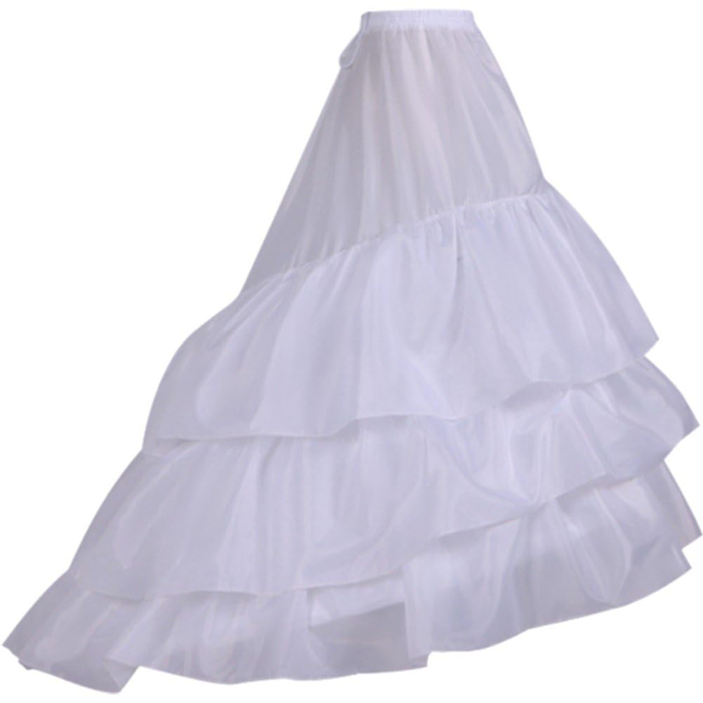 Luxylei Women's Crinoline Petticoat 3 Hoops Underskirt Floor Length Underskirt Fishtail Bridal Petticoat Crinoline Ball Gown Half Slips Underskirt for Wedding