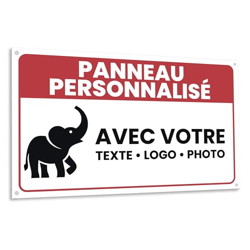 Plaque personnalisable en aluminium ou plastique avec votre propre texte, photo ou logo (Format 3:2 – Horizontale)