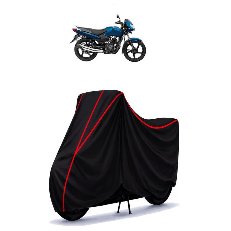 Image of TVS Sport Water Resistant Bike Cover for All Motorcycles & Rain | Heavy Duty Taffeta Fabric | UV Protection, Dustproof, Scratchproof | All Weather Two Wheeler Body Cover with Elastic Bottom