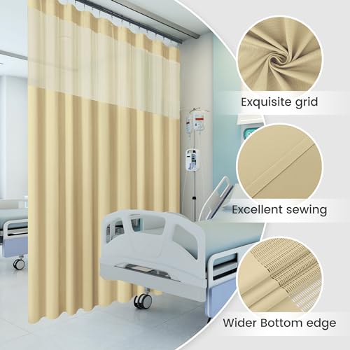 Image of Flame Retardant Hospital Curtains Room Divider Grommet Cubicle Curtains Divider Privacy Medical Curtains for Hospital, Medical Clinic, Lab,School(1 Panel, 12x8FT,Beige)