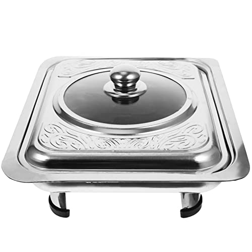 Plateau buffet rectangulaire acier inoxydable avec cloche et support