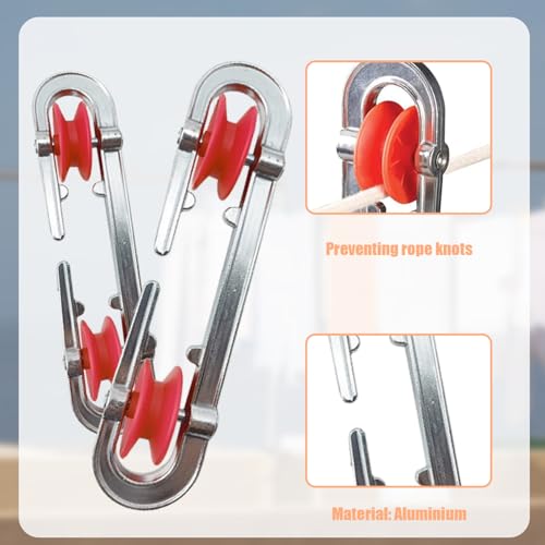 Clothesline Spreader 2Pcs Aluminium Heavy Duty Outdoor Clothes Line Separator Pulley for Long Clothesline and Heavy Loads Pulley, Tightener, Spreader - Image 8