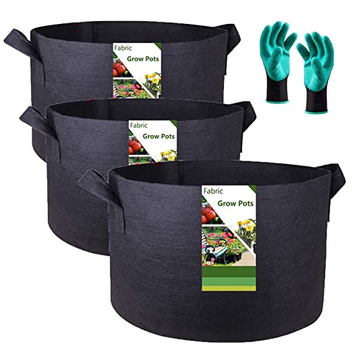 3-Pack 40 Gallon Thickened Plant Grow Bags Large (28x16 in) Heavy...