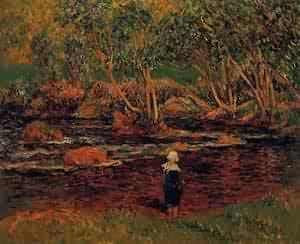 Peinture à l'huile Henri Moret Pont-Aven River décoration salon et grand espace mural