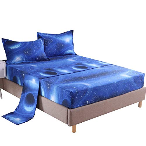 YOU SA 3D Galaxy Starrying Night Bedding Set Microfiber Bed Sheets (Full,02)