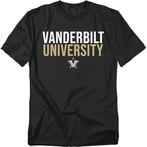 Vanderbilt University Official Stacked Unisex Adult T-Shirt Stacked Small