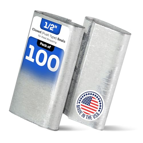 Image of IDL Packaging Closed (Push Type) Seals for 1 /2 inch Strap Width Steel Strapping (Pack of 100) - Superior Holding Power - Sturdy Metal Clips for Reliable Securing of Packaging Banding