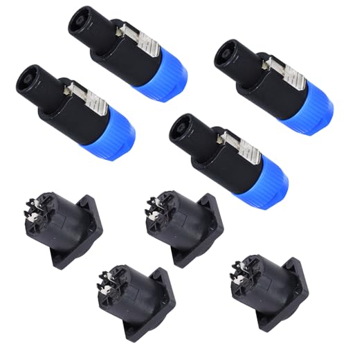 HBU 4 Sets 4 Pole Speakon Connector - NL4 Connectors & 4 Pin Chassis Socket