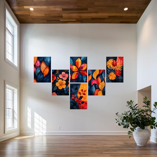 Image of SiddArtify Botanical Wall Art Prints Set - Abstract Floral Poster Decor for Living Room Bedroom Office - 12x18 inch Board Pack of 6