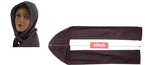 Ladies Womans Black Knit Hood Wrap Scarf Hat Womens Winter Head Cover2