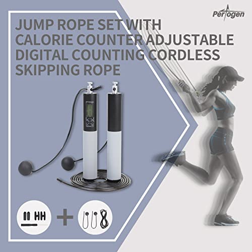 Perogen Jump Rope For Fitness, Adjustable Jumping Rope For Exercise,Digital Weighted Handle With Calorie Counter,Skipping Rope For Men, Women, Kids, Girls #TOP1
