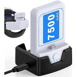 7500mAh-حزام الرأس-إعادة الشحن-بطارية-حزمة ل Oculus كويست 2، قوة خفيفة الوزن مع مؤشر LED لتمديد 4 ساعات وقت اللعب - مع شحن قفص الاتهام (مناسبة فقط لحزام الرأس لدينا)