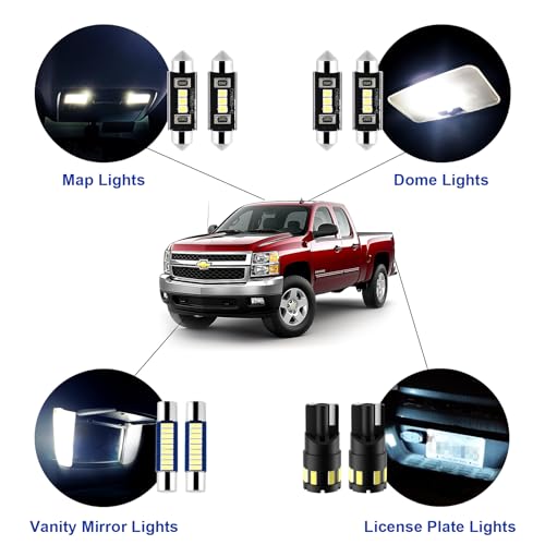 Kit de 12 luces LED interiores Blanco 6000K para Chevy Silverado miniatura 3