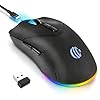 Ratón Bluetooth inalámbrico, mouse óptico USB recargable, 3 DPI ajustables, modo dual silencioso LED (Bluetooth 5.2 y 2.4G) mouse inalámbrico para Mac, portátil, PC, Android, Windows (negro)