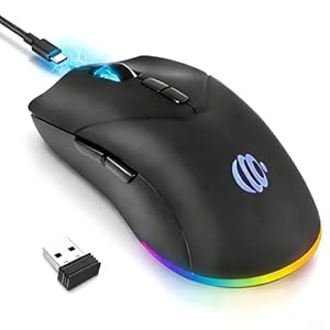 Ratón Bluetooth inalámbrico, mouse óptico USB recargable, 3 DPI ajustables, modo dual silencioso LED (Bluetooth 5.2 y 2.4G) mouse inalámbrico para Mac, portátil, PC, Android, Windows (negro)
