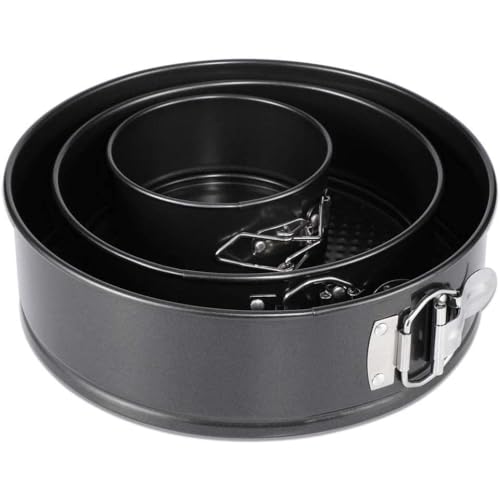 eMKay® 3 PIECE SPRINGFORM Cake TIN Set 18/22/26CM | Non Stick Round Cake Baking Pans | Carbon Steel Leakproof Cake Moulds | Oven Safe BAKEWARE Set | Cheesecake & Dessert TINS - Image 4